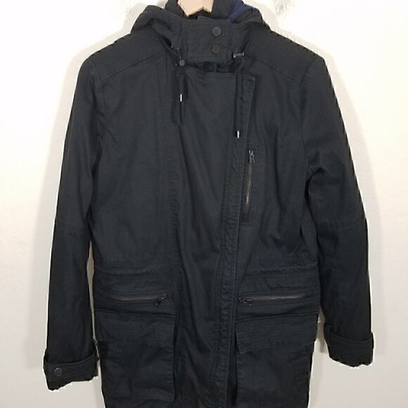 Vince Zip Up Hooded Jacket Black Size S - Picture 3 of 7
